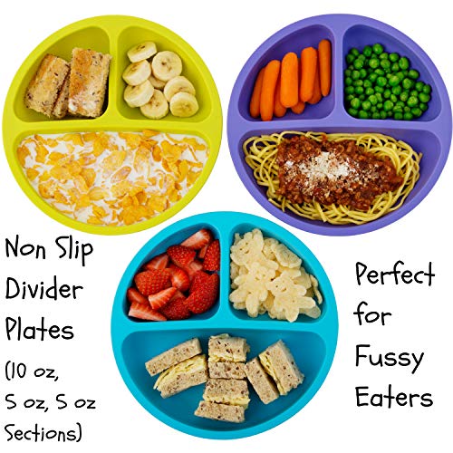 EVLAS Toddler Plates Bowls Set with Suction Base