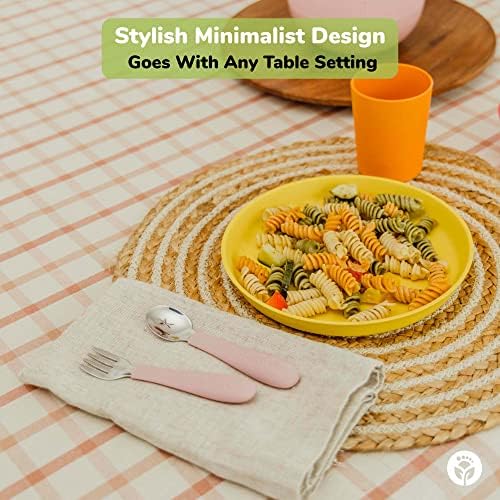WeeSprout Bamboo Plates with Lids Set of 4 Kid-Sized