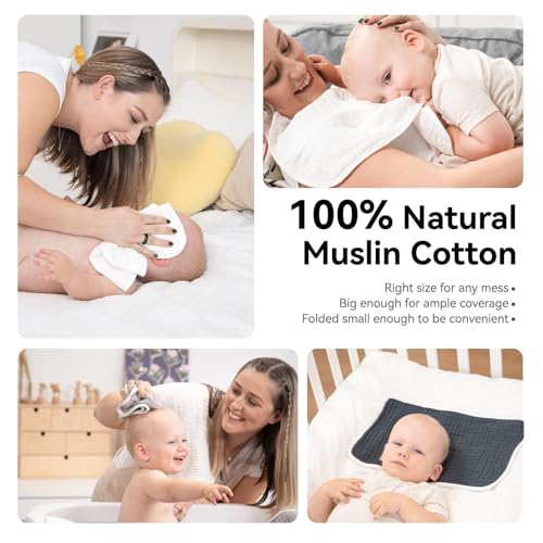 Synrroe 4-Pack Muslin Burp Cloths 20x10 Inches