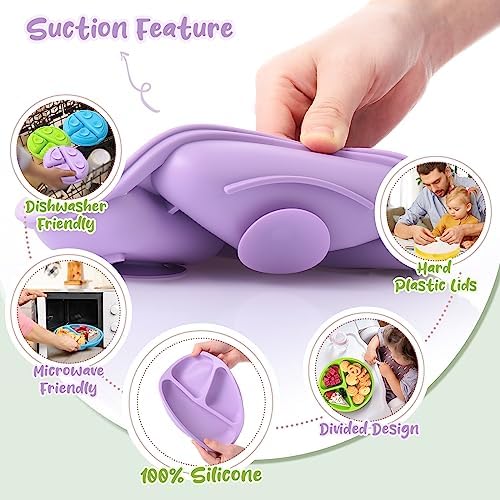 Meanplan 6 Pack Suction Plates for Toddlers