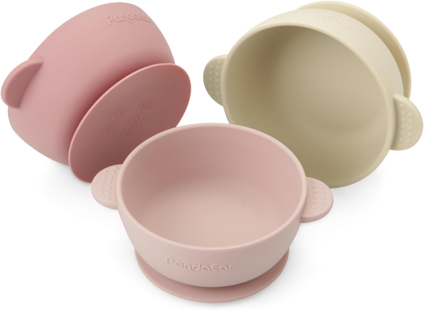 PandaEar 3 Pack Baby Bowls with Suction Pink