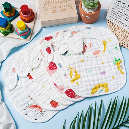 Zainpe 6Pcs Snap Muslin Baby Bibs with 6 Layers