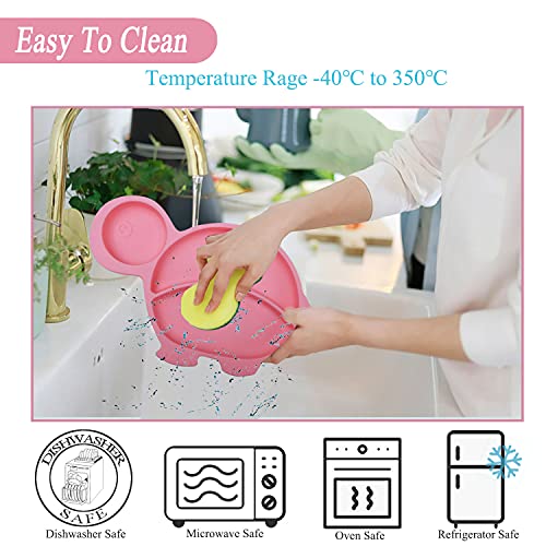 NICINGU Silicone Suction Plate Set for Toddlers - Pink