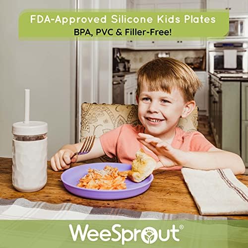 WeeSprout Toddler Plates with Lids 3 Pack