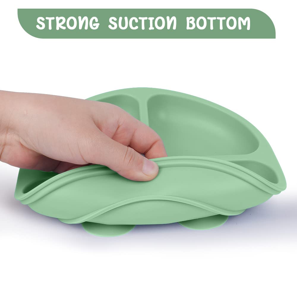 Vicloon 3 Pcs Suction Baby Plates with Spoons