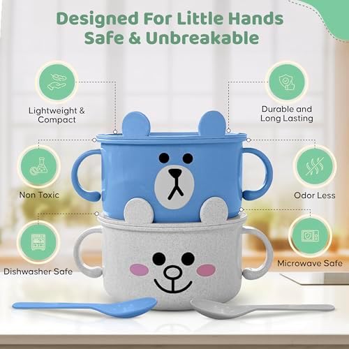 SnugglyBites Suction Bowls for Babies Toddlers Pink White