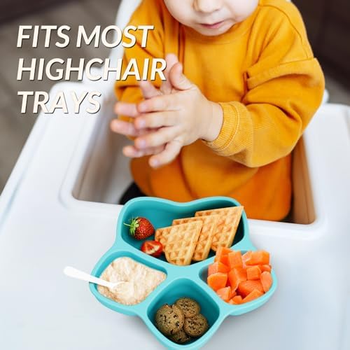 HEYTUYA 4 Pack Suction Plates for Baby and Toddler