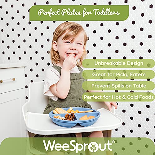 WeeSprout Unbreakable Silicone Divided Plates 3-Piece Set