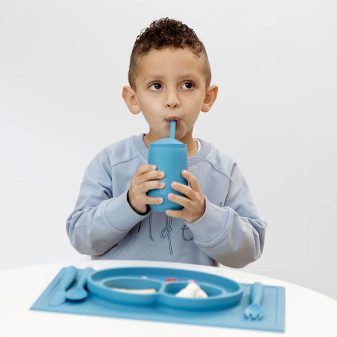 ezpz Happy Cup Straw System for Toddlers 24 Months Blue