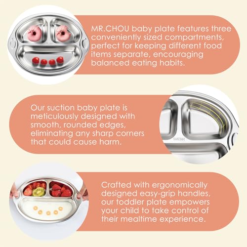 MR CHOU Suction Toddler Plate Pink 1