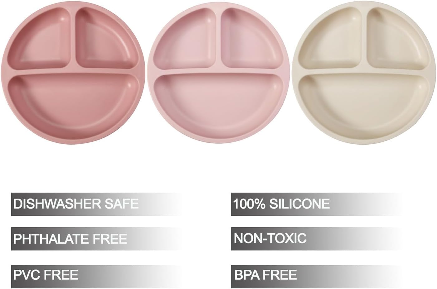 PandaEar 3 Pack Toddler Plates - BPA-Free Suction Shatter-Resistant