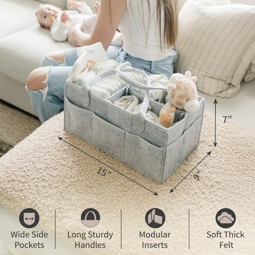 Putska Nursery Storage Basket - Diaper Caddy Organizer 1
