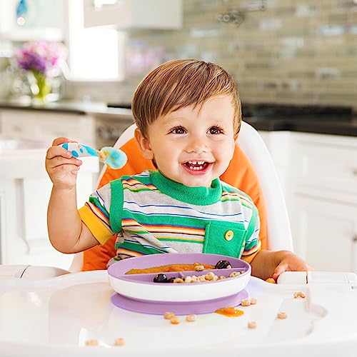 Munchkin Stay Put Suction Plates for Baby Toddler 3 Sections Pink Purple