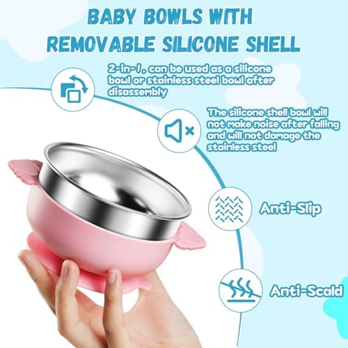 Tikmos 6 Pack Baby Bowls with Suction