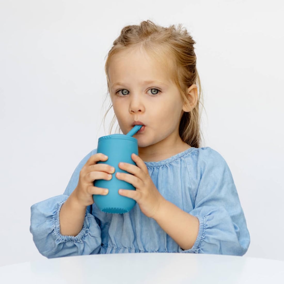 ezpz Happy Cup Straw System for Toddlers 24 Months Blue