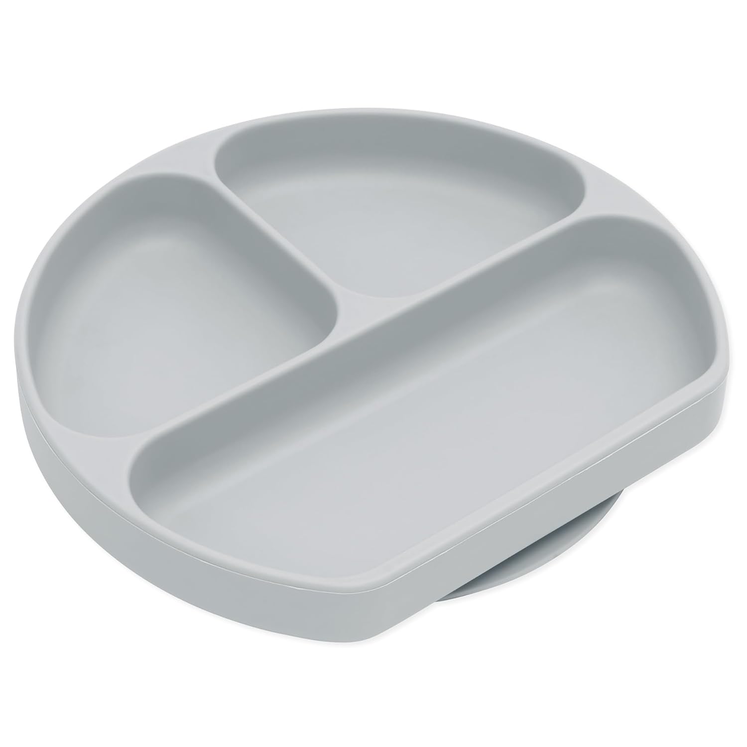 Bumkins Toddler Suction Plate with Divided Grip Gray 1