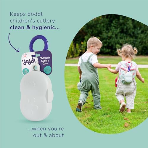 Doddl Toddler Travel Utensil Case - Dishwasher Safe Clips to Bags Strollers