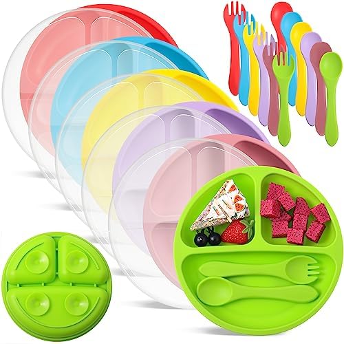 Meanplan 6 Pack Suction Plates for Toddlers