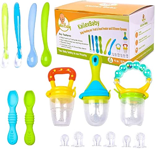 KAILEXBABY Baby Food Feeder with 18pcs Silicone Spoons