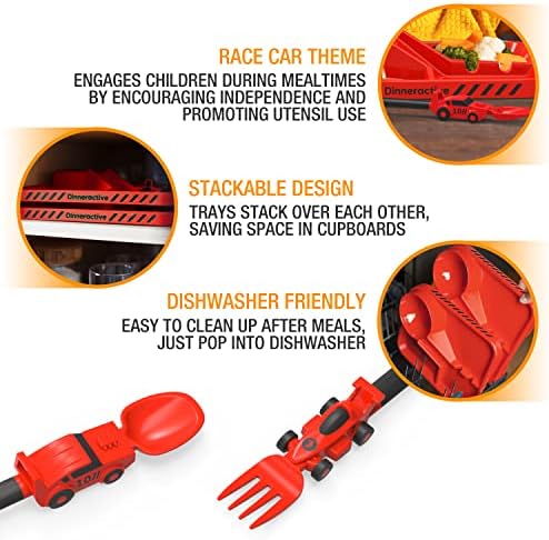 Dinneractive Kids 3PC Red Race Car Plates Set