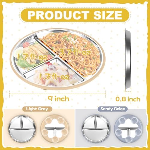 OVV Stainless Steel Toddler Plates 2 Pack 9 Inch