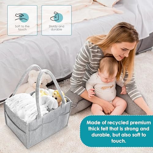 Cute Castle 2 Pack Diaper Caddy Organizer - Grey 1