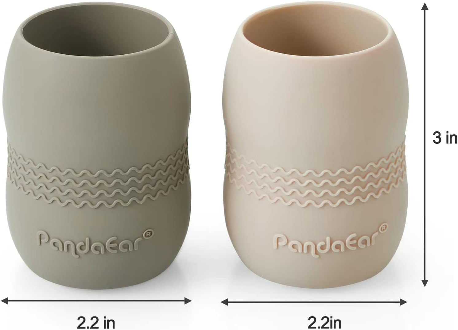 PandaEar Silicone Baby Feeding Set - 2 Plates 2 Cups 2 Spoons Forks