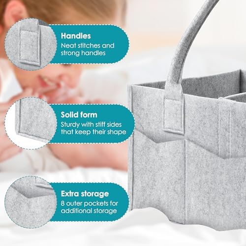 Cute Castle 2 Pack Diaper Caddy Organizer - Grey 1