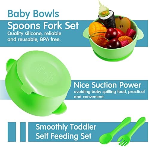 Chengu 9 Pcs Silicone Baby Suction Plates Bowls Feeding Set 1