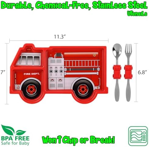 KidsFunwares Fire Truck Plate Set for Toddlers