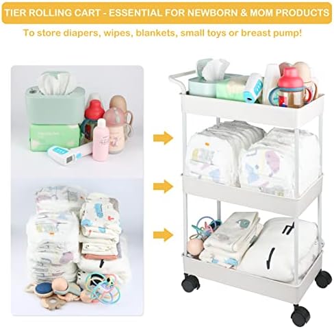 Volnamal Baby Diaper Caddy Movable Cart for Newborn Essentials