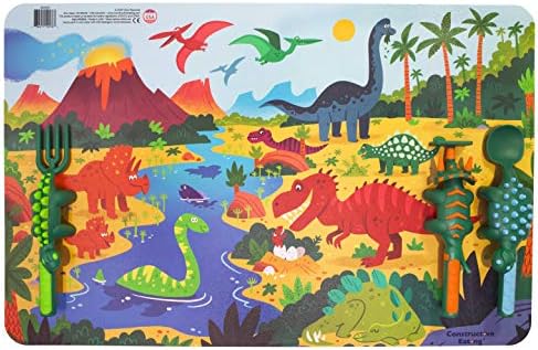 Constructive Eating Dino Toddler Utensils Placemat Set