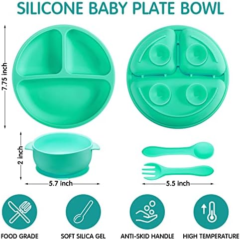 Chengu 9 Pcs Silicone Baby Suction Bowls and Plates Feeding Set