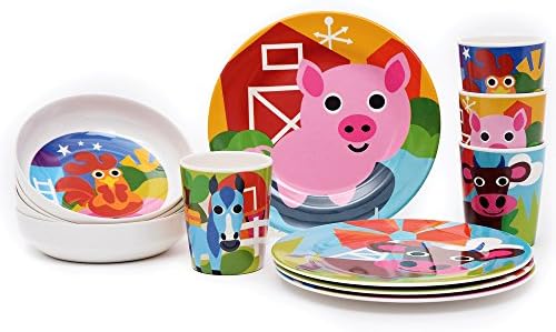 French Bull 4pc Farm Plate Set for Kids