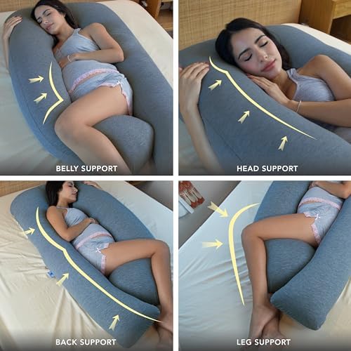 Pharmedoc U-Shape Pregnancy Pillow with Cooling Cover