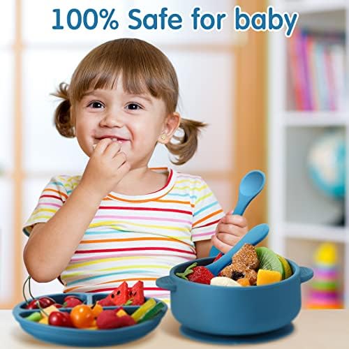 Chengu 9 Pcs Suction Plates Bowls and Utensils Set for Babies Toddlers