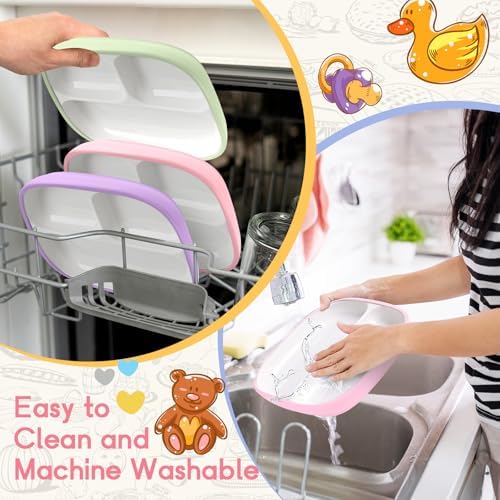 Domensi 3-Piece Suction Porcelain Plates for Kids