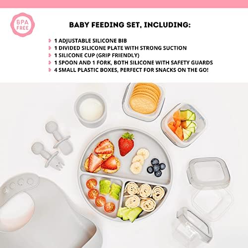 Baby Led Weaning Set with Suction Plate and Utensils 9 Pcs