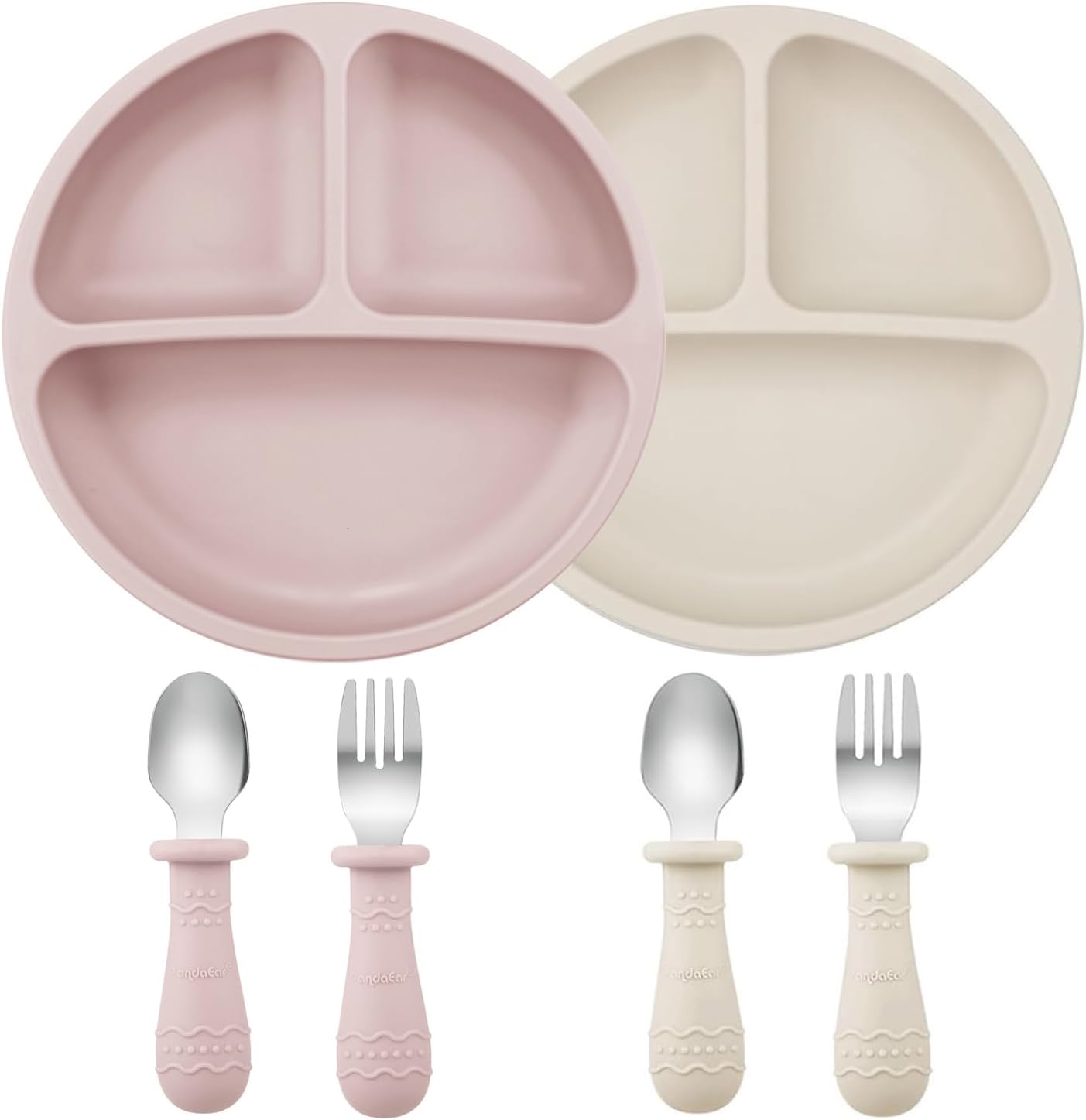 PandaEar Toddler Plates and Utensils Set 6 Pack