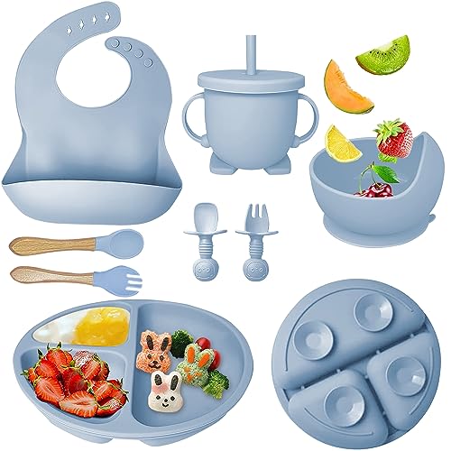 Mrkyy Silicone Baby Feeding Set with Divided Plate and Sippy Cup 1
