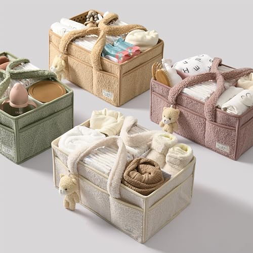 PeraBella Diaper Caddy Organizer with Teddy Bear Charm