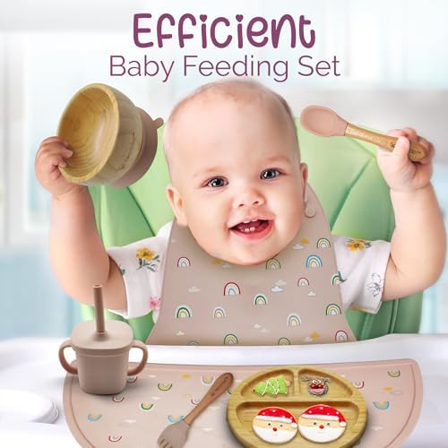 Teamko Silicone Baby Feeding Set with Bamboo Plate and Bowl 1