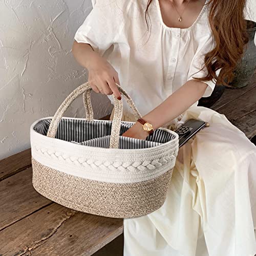 Maliton Diaper Caddy Organizer - Large Cotton Woven Basket