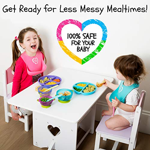 EVLAS Toddler Plates Bowls Set with Suction Base