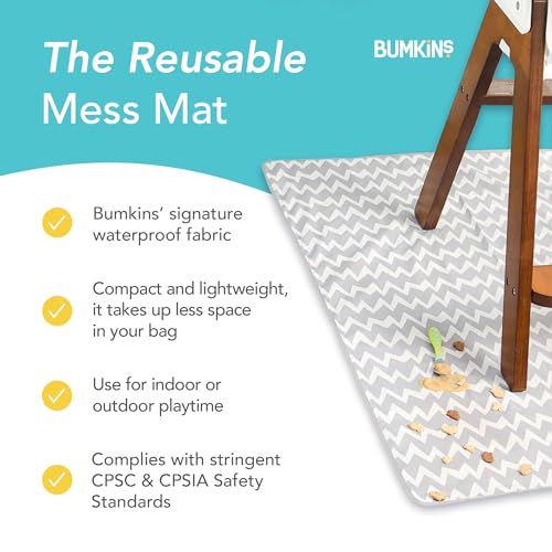 Bumkins Gray Chevron Splat Mat 42x42in