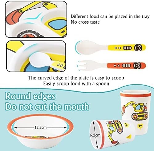 Kids Tableware Set - Toddler Plates Dinnerware with Fork and Spoon