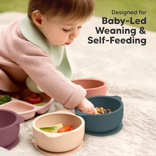 KeaBabies 2-Pack Suction Baby Bowls with Lids