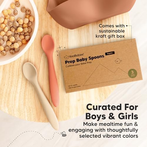 KeaBabies 3-Pack Silicone Baby Spoons for Self-Feeding