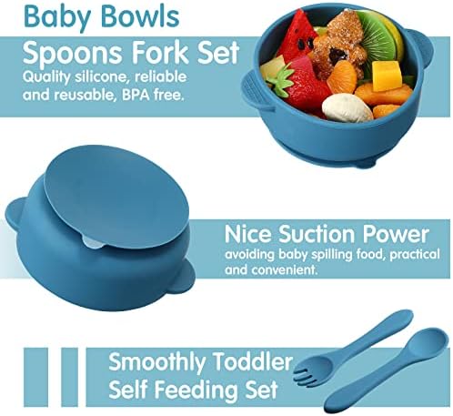 Chengu 9 Pcs Suction Plates Bowls and Utensils Set for Babies Toddlers