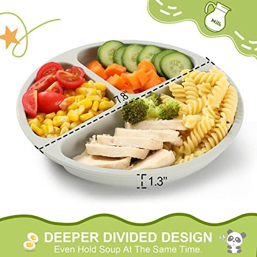 VITEVER 4 Pack Suction Plates with Lids for Baby Toddler